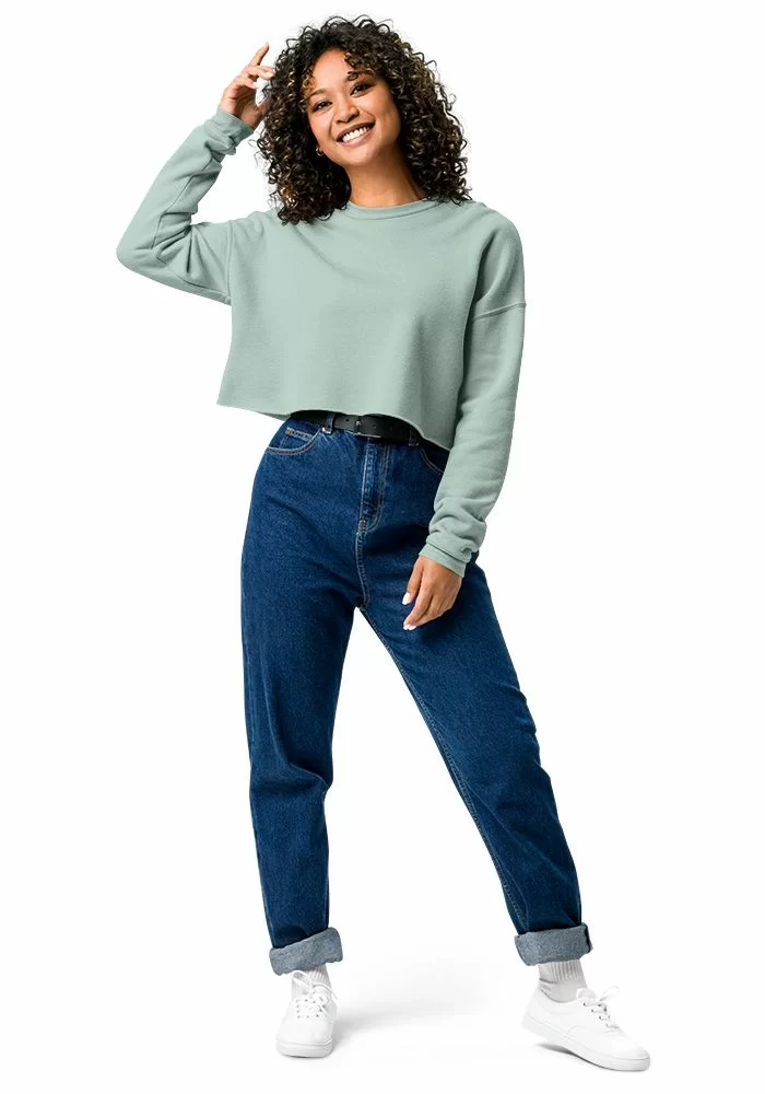 b5b3b24c74740e7cab31c563f9554951_l 7503 Women's Fleece Crop Sweatshirt - Image 1
